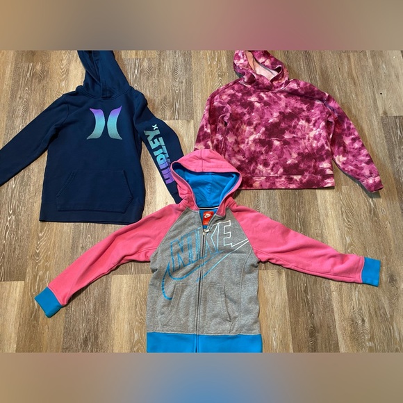 Nike Hurley Old Navy girls youth full zip pullover hoodie bundle of 3 size 10-12 - Picture 1 of 7